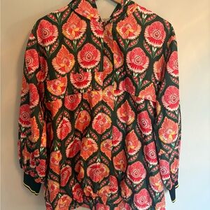 OOAK Silk + Cotton Designer Floral Hooded Windbreaker